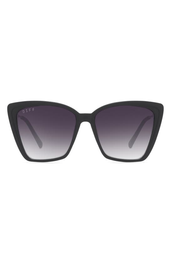 Diff Heidi 56mm Cat Eye Sunglasses In Matte Black Sharp Grey
