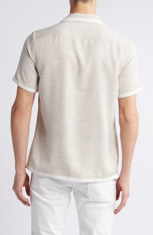 Shop Reiss Vita Knit Camp Shirt In Oatmeal/white