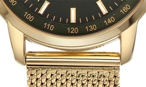 Perry Ellis Solar Powered 3-hand Quartz Mesh Strap Watch, 41mm In Gold