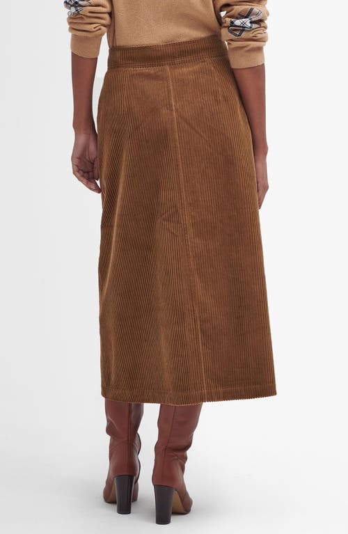 Shop Barbour Samara Cotton Corduroy Midi Skirt In Sienna