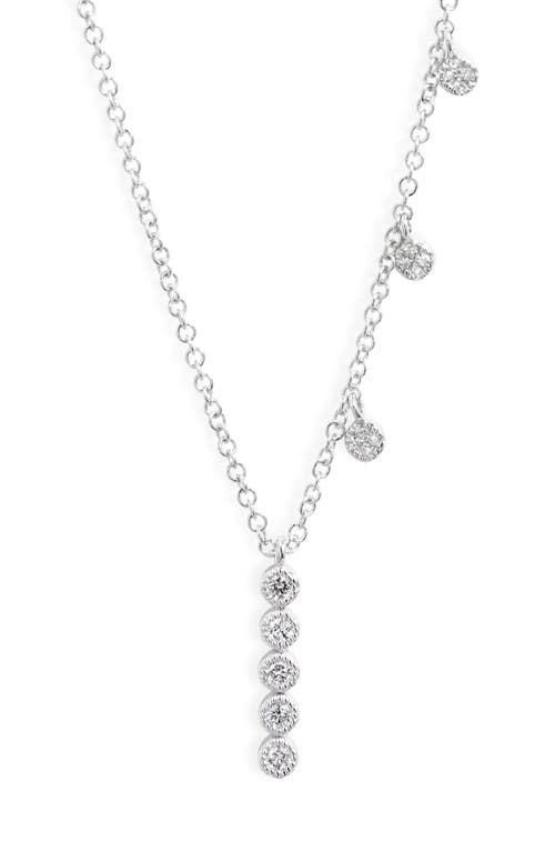Meira T Diamond Bezel Bar Pendant Necklace in White Gold at Nordstrom, Size 18