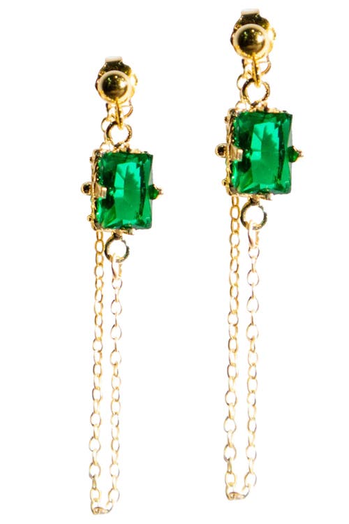 Shop Seree Eden Zircon Drop Earrings In Bright Green