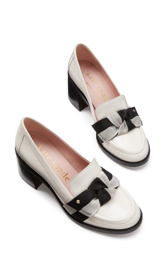 Kate Spade Leandra Block Heel Loafer In Cream/ Black Multi