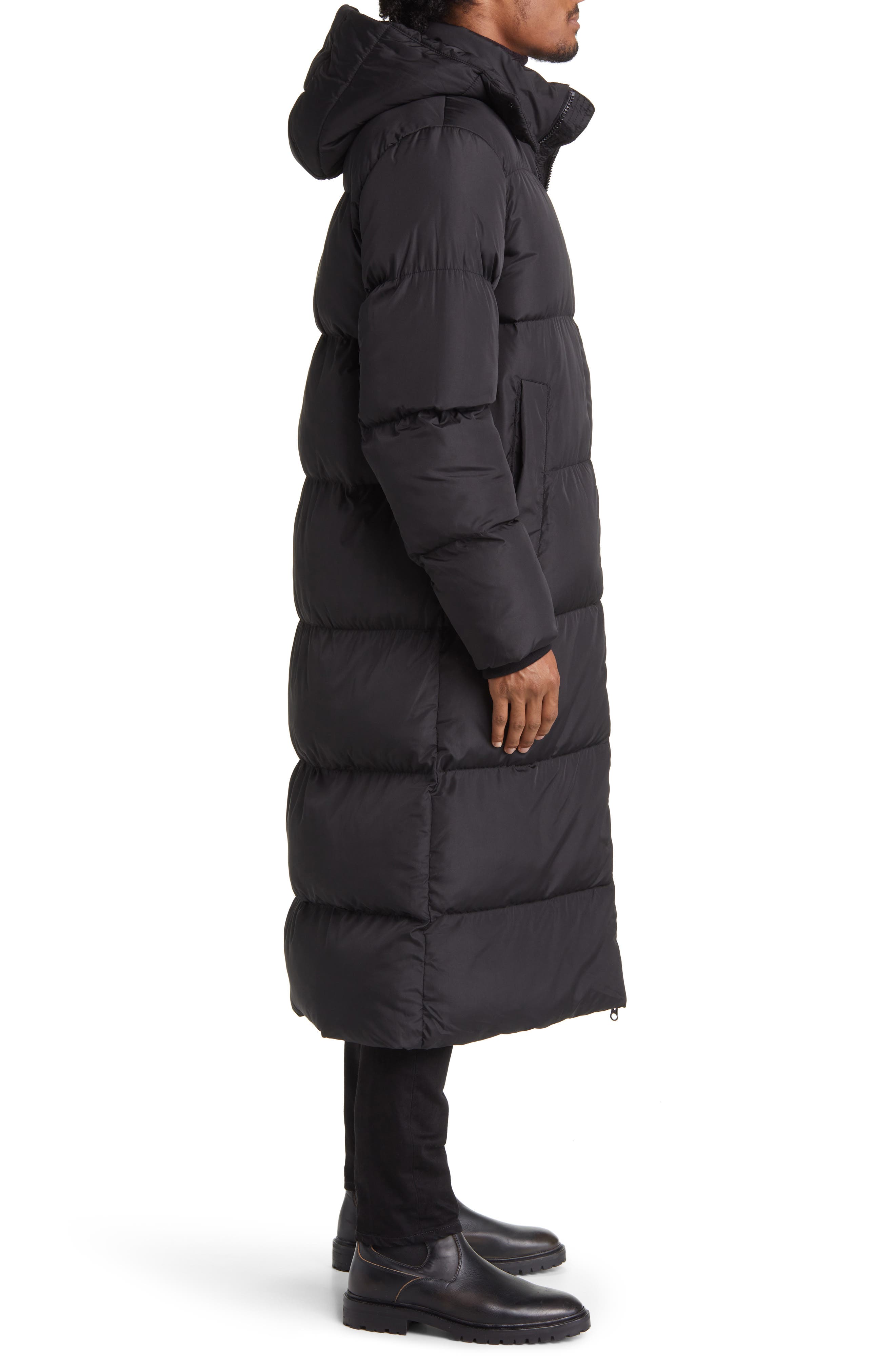 ASOS DESIGN peached chevron longline puffer coat in charcoal-Gray