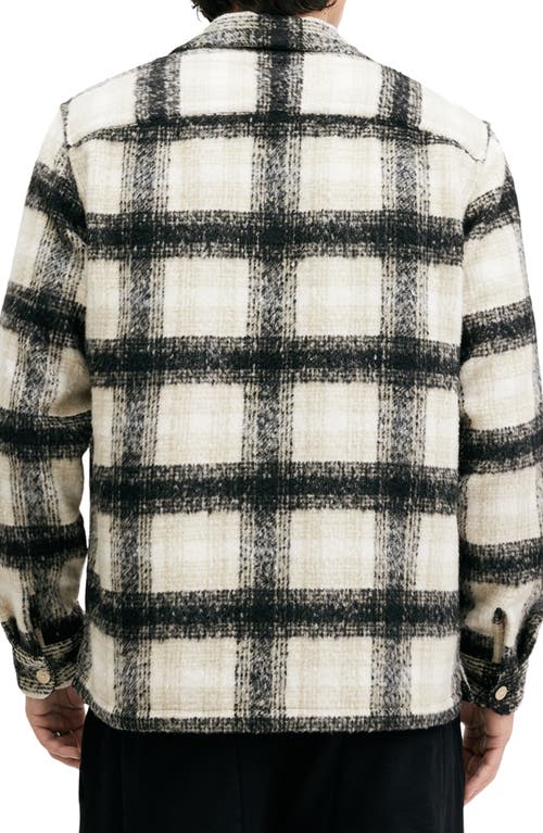 Allsaints Lapse Plaid Fleece Overshirt In Black/grey