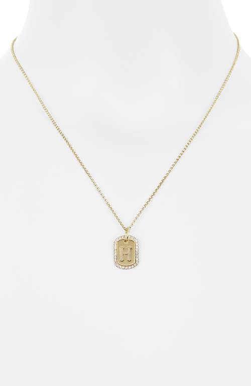 Meshmerise Diamond Initial Dog Tag Pendant Necklace In Yellow-h