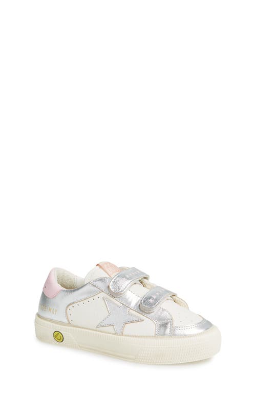 Golden Goose May School Sneakers In White/silver/pink