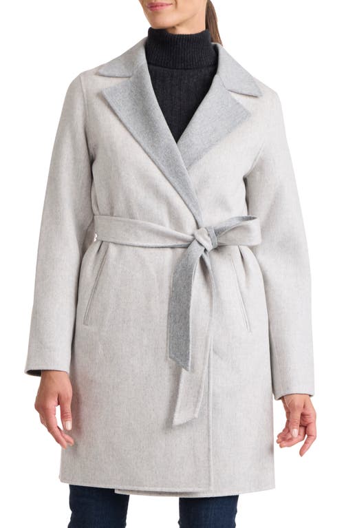 Shop Sofia Cashmere Double Face Wool & Cashmere Wrap Coat In Grey/light Grey