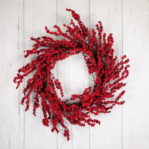 Northlight Red And Burgundy Berry Artificial Christmas Wreath, 22-inch Unlit In Red
