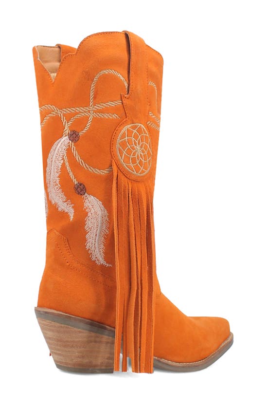 Dingo Day Dream Fringe Embroidered Western Boot In Orange