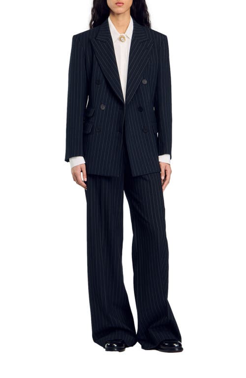 Sandro Courbevoie Striped Blazer In Black