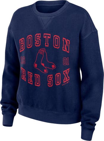 Women's Wear by Erin Andrews Navy Boston Red Sox Vintage Cord Pullover Sweatshirt Size: Medium