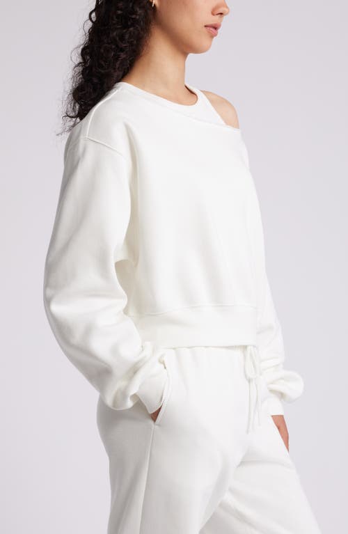 Shop Bp. Fleece Detail Off The Shoulder Sweatshirt In Ivory