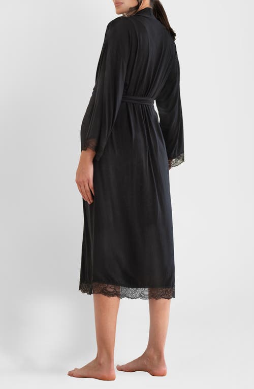 Shop Seraphine Lace Trim Wide Bracelet Sleeve Stretch Maternity Robe In Black