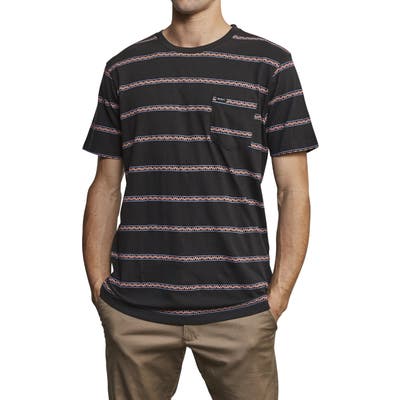 Rvca Retro Va Stripe Pocket T-Shirt, Black