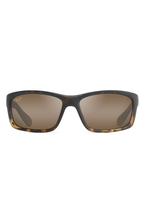 Shop Maui Jim Kanaio Coast 61mm Polarizedplus2® Rectangular Sunglasses In Matte Tortoise Ombre/bronze