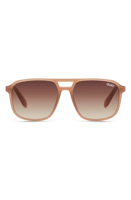 Quay Australia On the Fly 45mm Gradient Aviator Sunglasses in Oat/Brown Gradient
