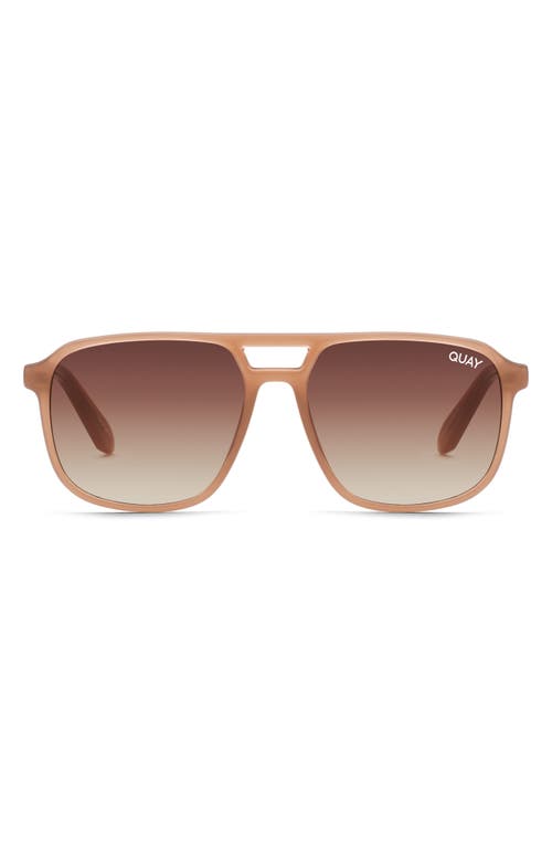 Quay Australia On The Fly 45mm Gradient Aviator Sunglasses In Oat/brown Gradient