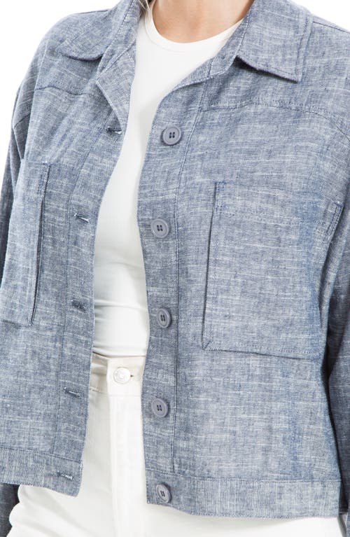 Max Studio Crop Linen Blend Jacket In Naxy-xdye