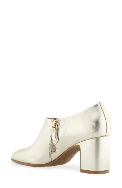 Aerosoles Melina Block Heel Bootie In Gold Metallic Leather
