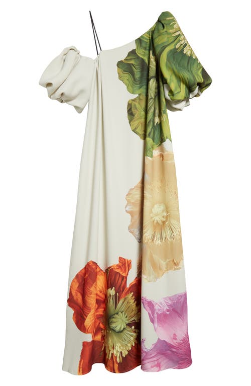 Shop Stine Goya Payton Floral Asymmetric Neck Maxi Dress In Poppies Bloom