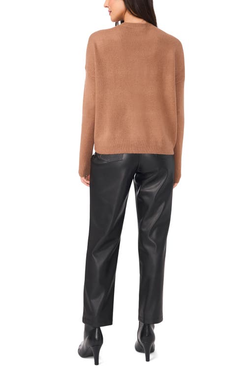 Shop Vince Camuto Cropped Crewneck Sweater In Cocoa