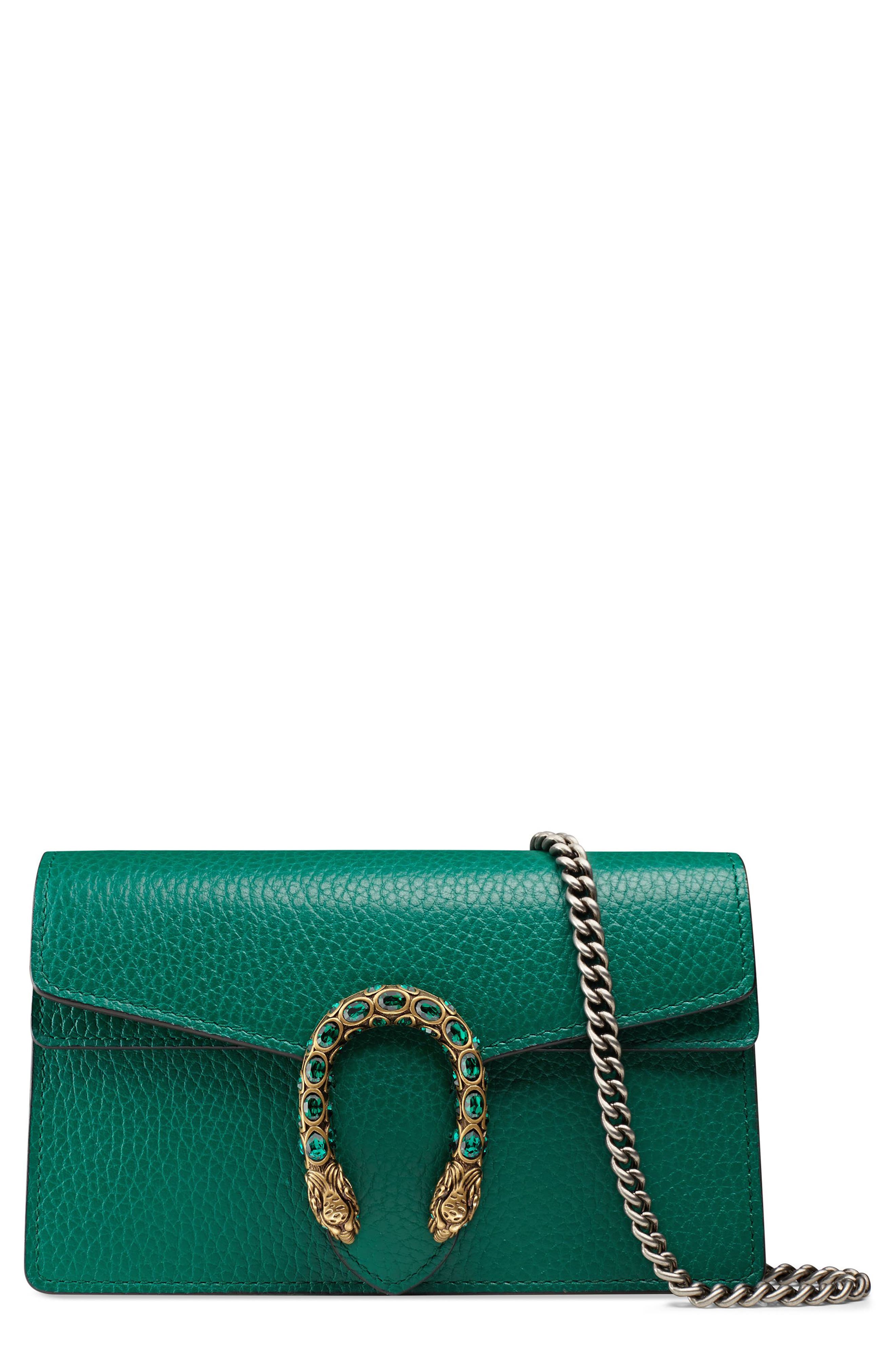 dionysus leather mini chain bag green