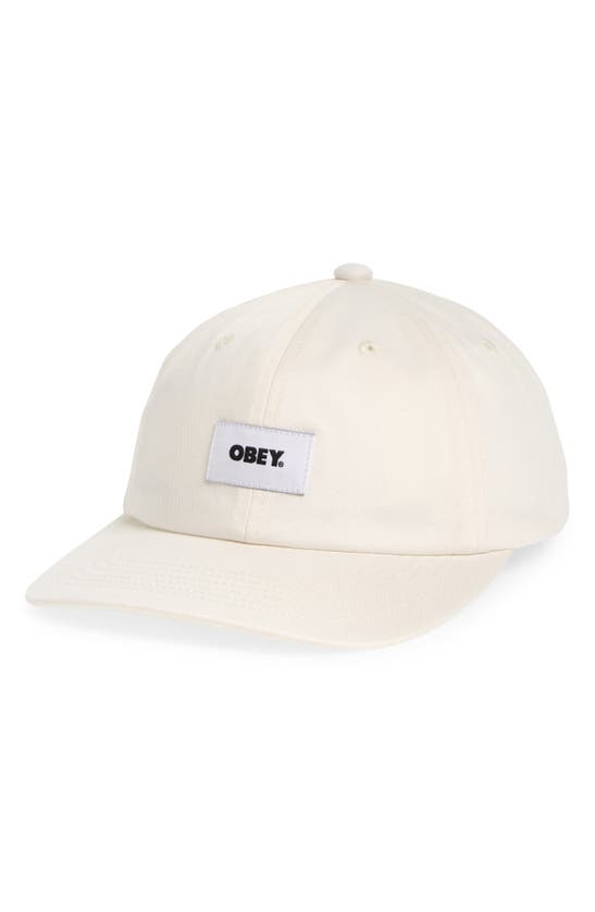 Shop Obey Bold Label Organic Cotton Baseball Cap In Unbleached