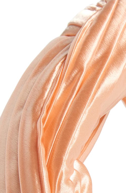 Shop Lele Sadoughi Greta Pleated Satin Knot Headband In Grapefruit