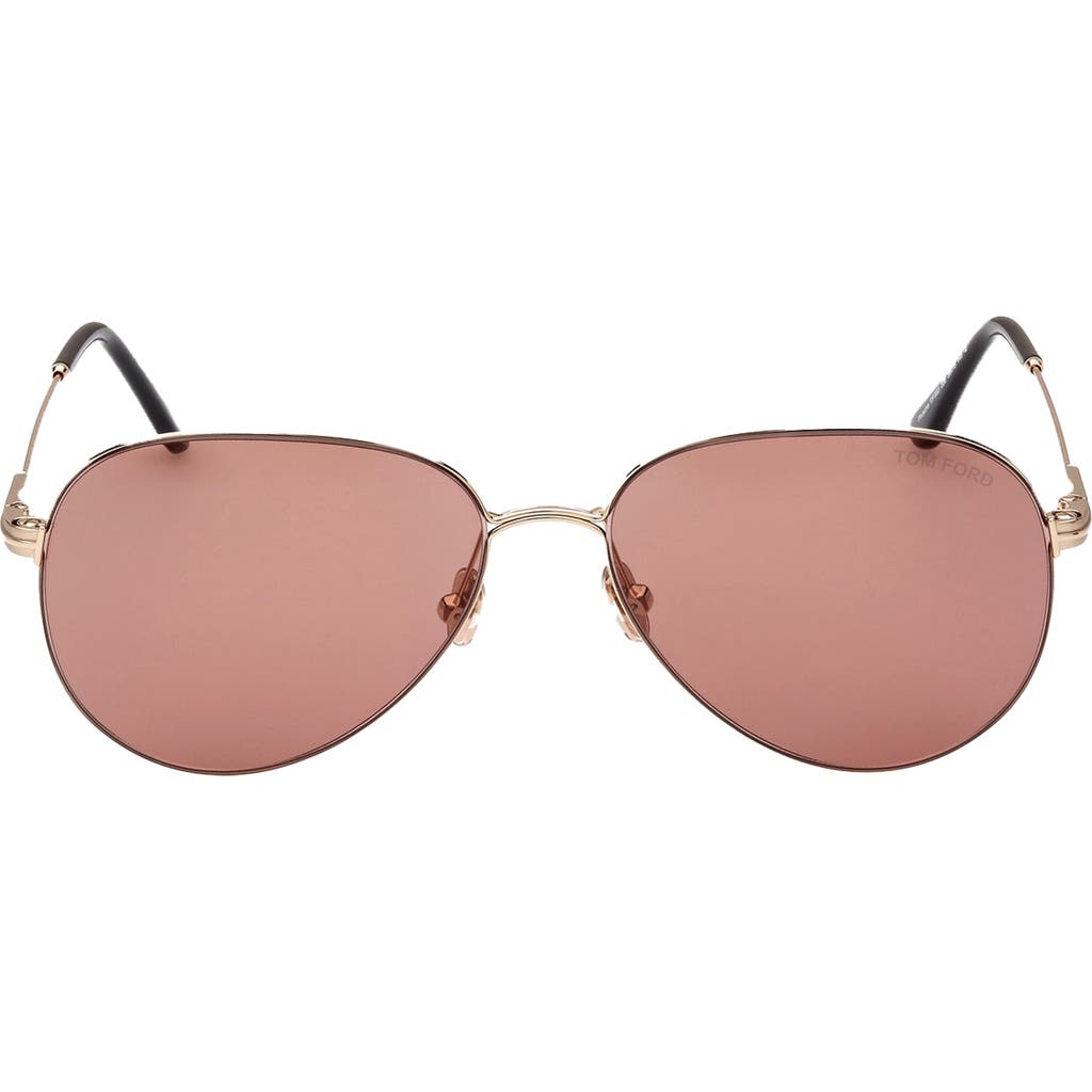 Shop Tom Ford 59mm Pilot Sunglasses In Gold/brown