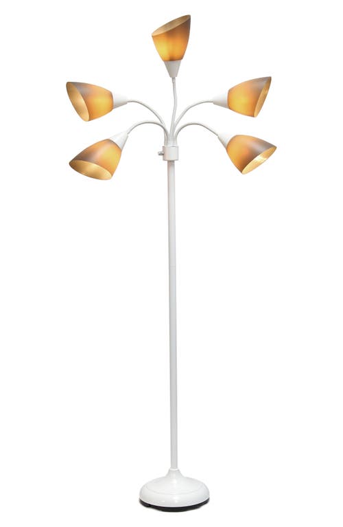 Shop Lalia Home Five Light Goose Neck Floor Lamp In White/gray Shades