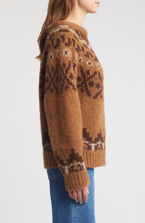 Shop Frame Fair Isle Alpaca Blend Sweater In Camel Multi