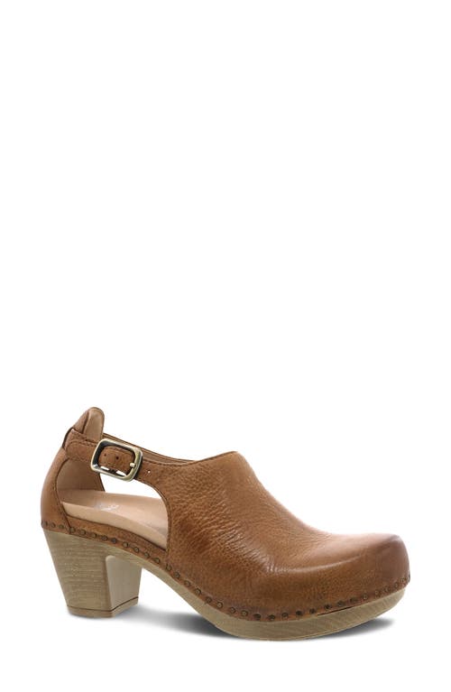 Sassy Cutout Clog in Tan Milled Burnished