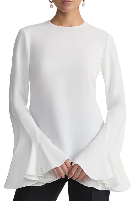 Shop Lafayette 148 New York Godet Sleeve Crepe Top In Cloud