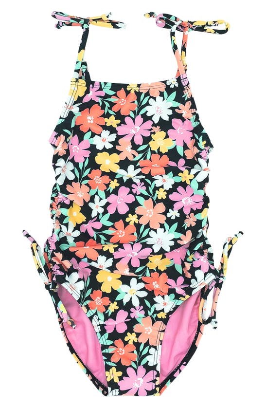 Shop Feather 4 Arrow Kids' Seaside Floral One-piece Swimsuit In Black