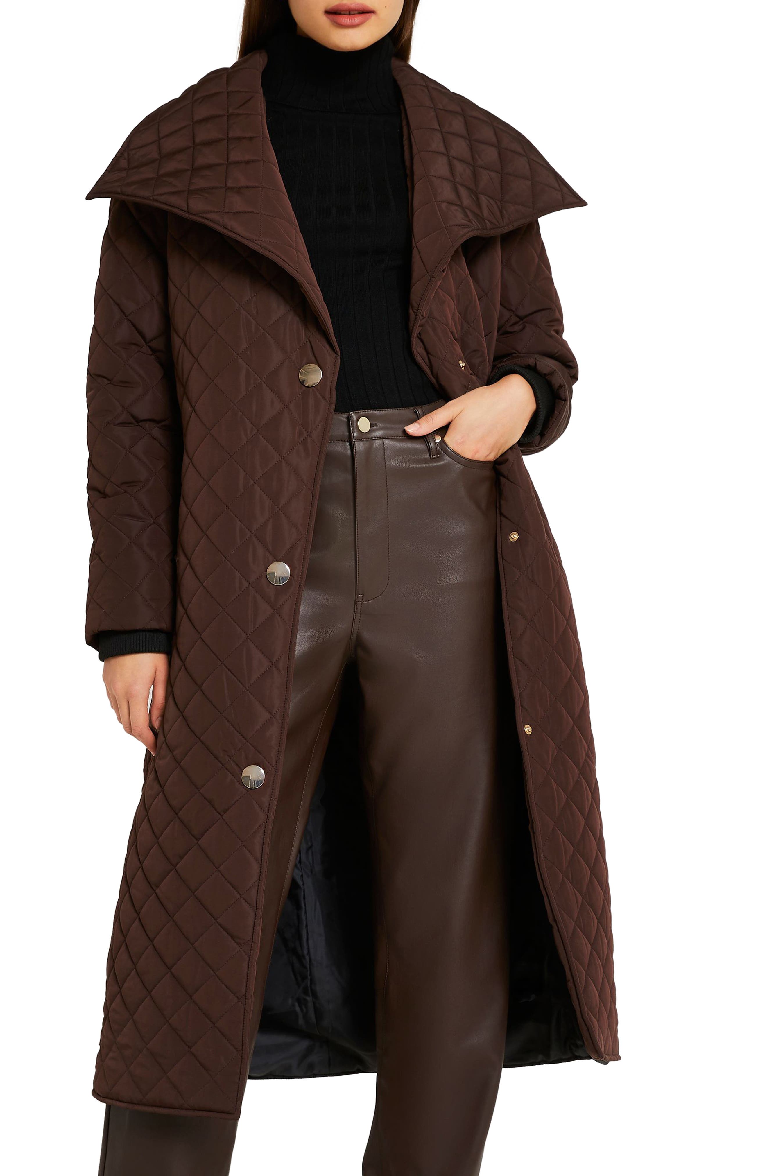 chocolate brown padded coat