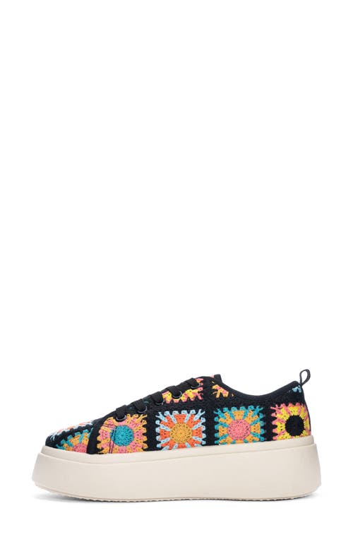 Dirty Laundry Rambling Crochet Platform Sneaker In Black Multi