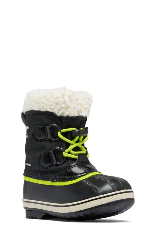 Shop Sorel Kids' Yoot Pac Waterproof Snow Boot In Black/chartreuse