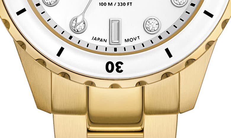 Fossil Women's Blue Dive Three-hand Gold-tone Stainless Steel Watch 36mm In Gold