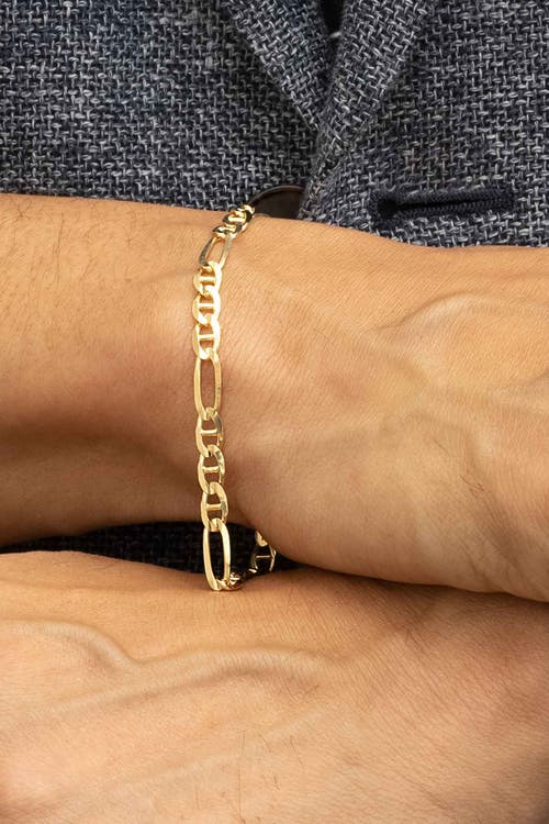 Oradina Men's 14k Yellow Solid Gold Figarucci Bracelet In Yellow Gold