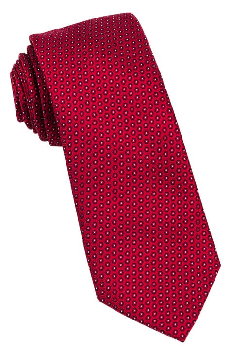 Dark Red Patterned Silk Tie