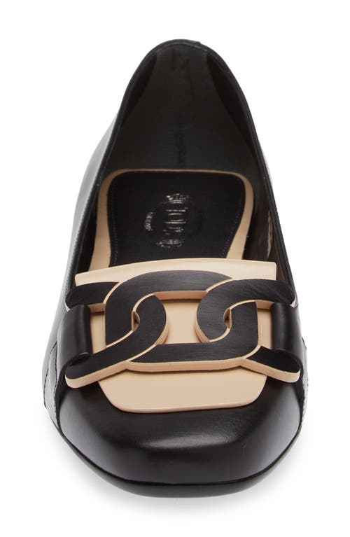 Tod's Link Ballet Flat In Nero/naturale