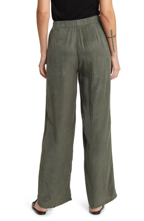 Eileen Fisher Pleated Wide Leg Pants In Grove
