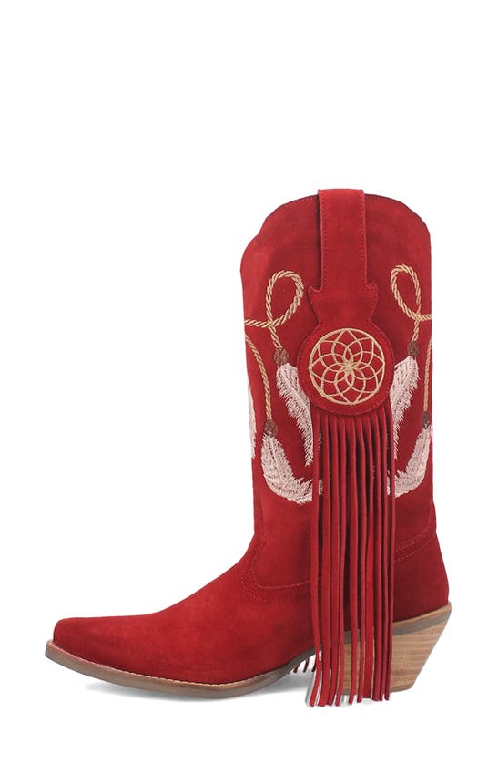 Dingo Day Dream Fringe Embroidered Western Boot In Red