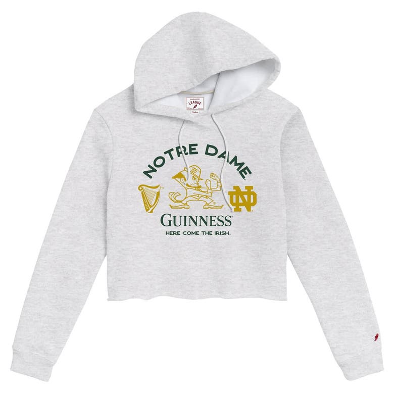 League Collegiate Wear Ash Notre Dame Fighting Irish X Guinness Arch Crop Pullover Hoodie
