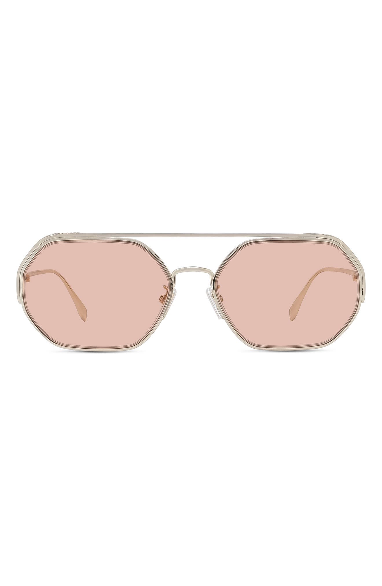 Fendi O'Lock 57mm Geometric Sunglasses in Shiny Gold Dh /Bordeaux at Nordstrom