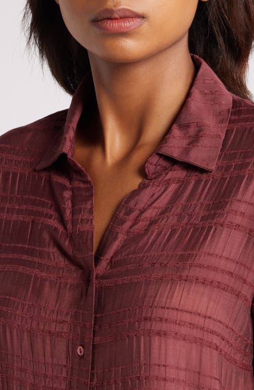 Shop Bobeau Chenille Stripe Button-up Shirt In Rum Raisin