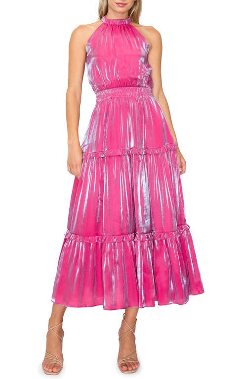 Mock Neck Tiered Dress in Pink