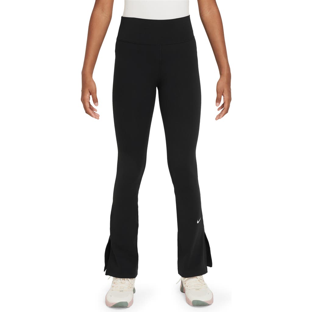 Nike Kids' One Dri-fit Flare Leggings In Black/white