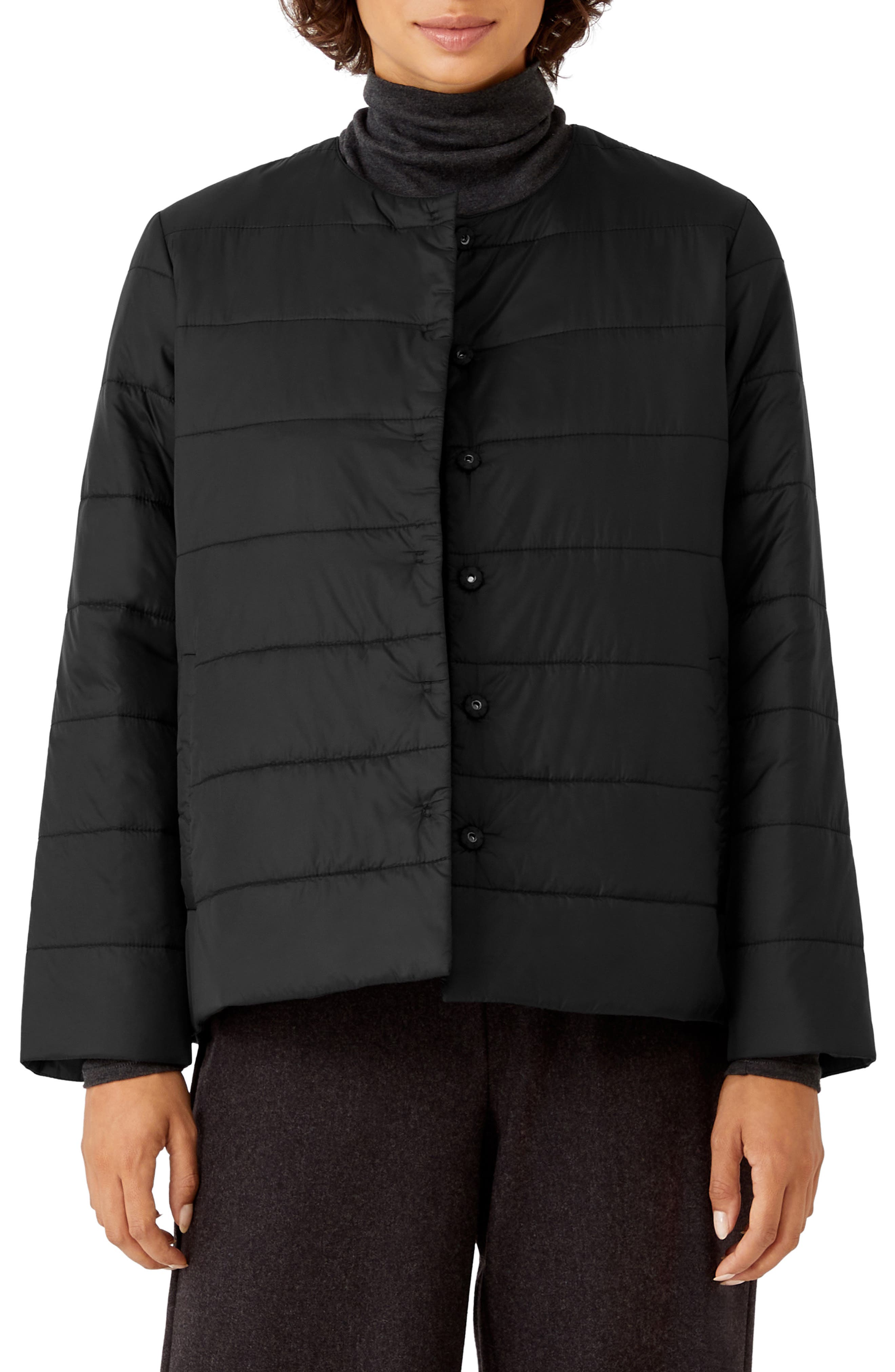 eileen fisher quilted coat